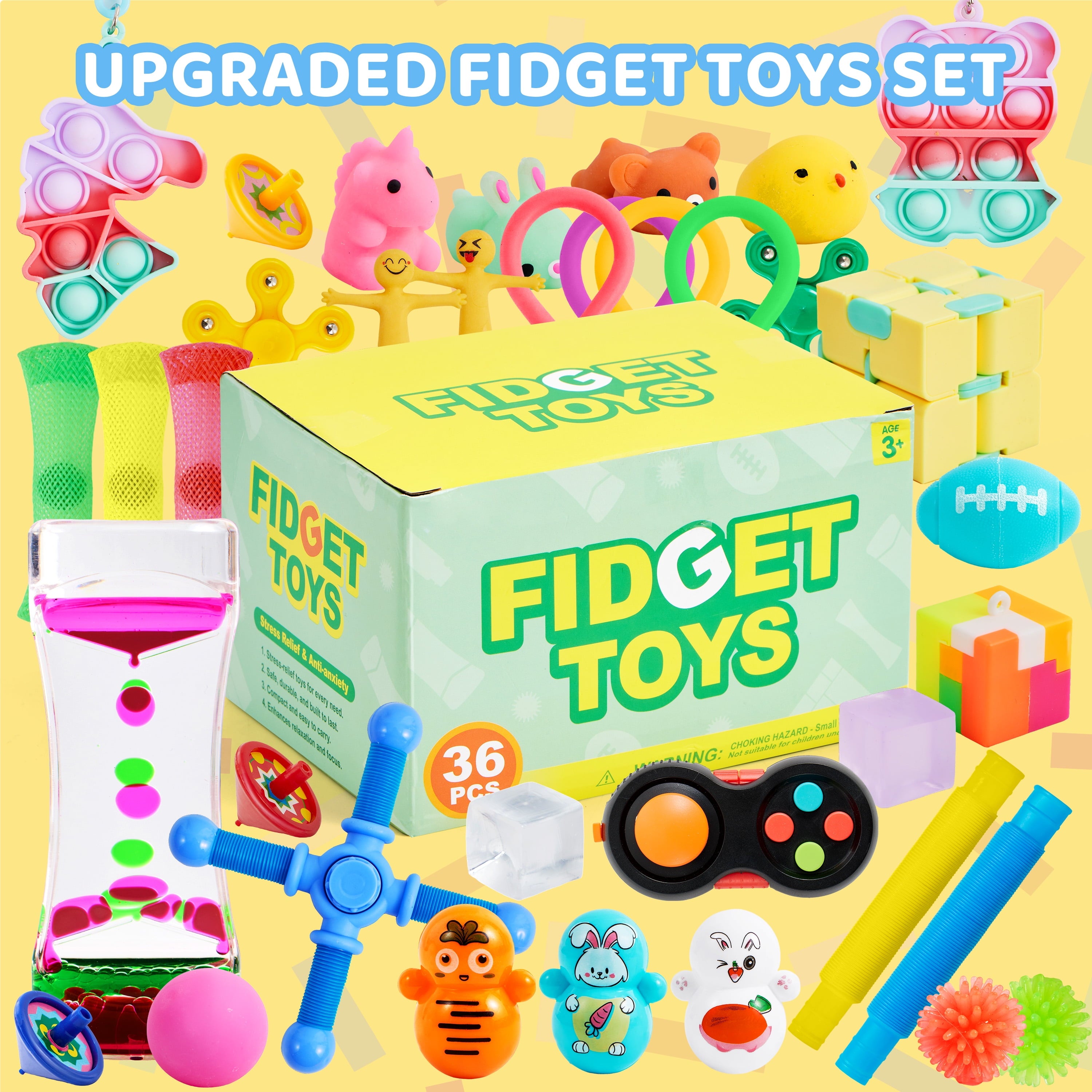 36 Pack Fidget Toys Adults Party Favors, Autism Sensory Toys for Kids with ADHD Treasure Box Toys Classroom Prizes Stress Relief Gifts Pinata Stuffers Goodie Bag Fillers