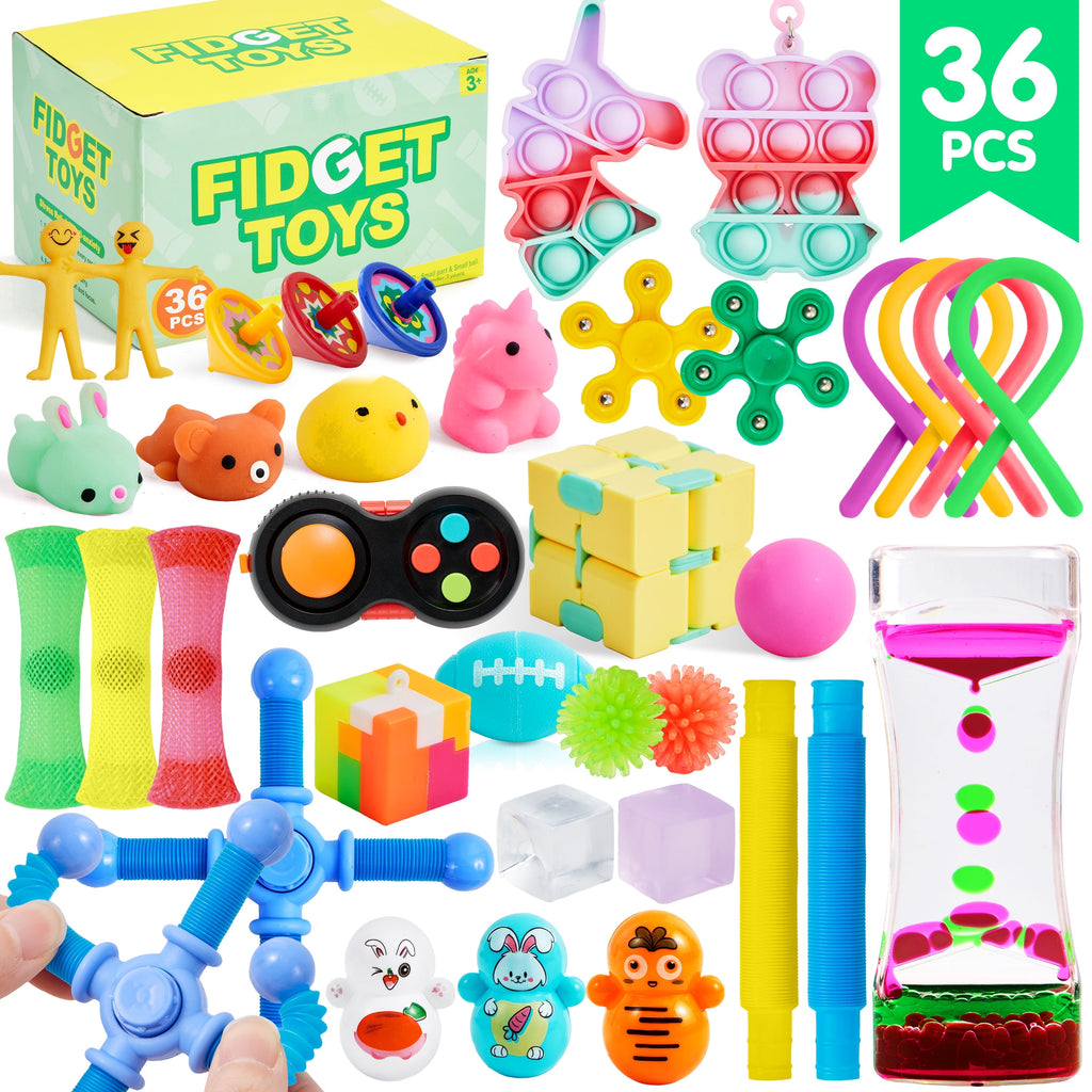 36 Pack Fidget Toys Adults Party Favors, Autism Sensory Toys for Kids with ADHD Treasure Box Toys Classroom Prizes Stress Relief Gifts Pinata Stuffers Goodie Bag Fillers