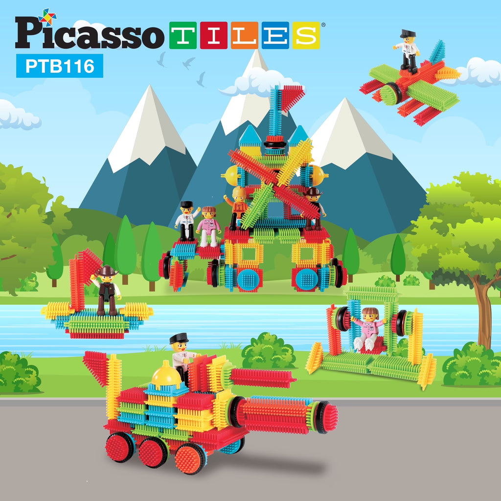 Picassotiles Magnetic Tiles for Kids – 116PCS Hedgehog Playset STEM Building Blocks Educational Toy