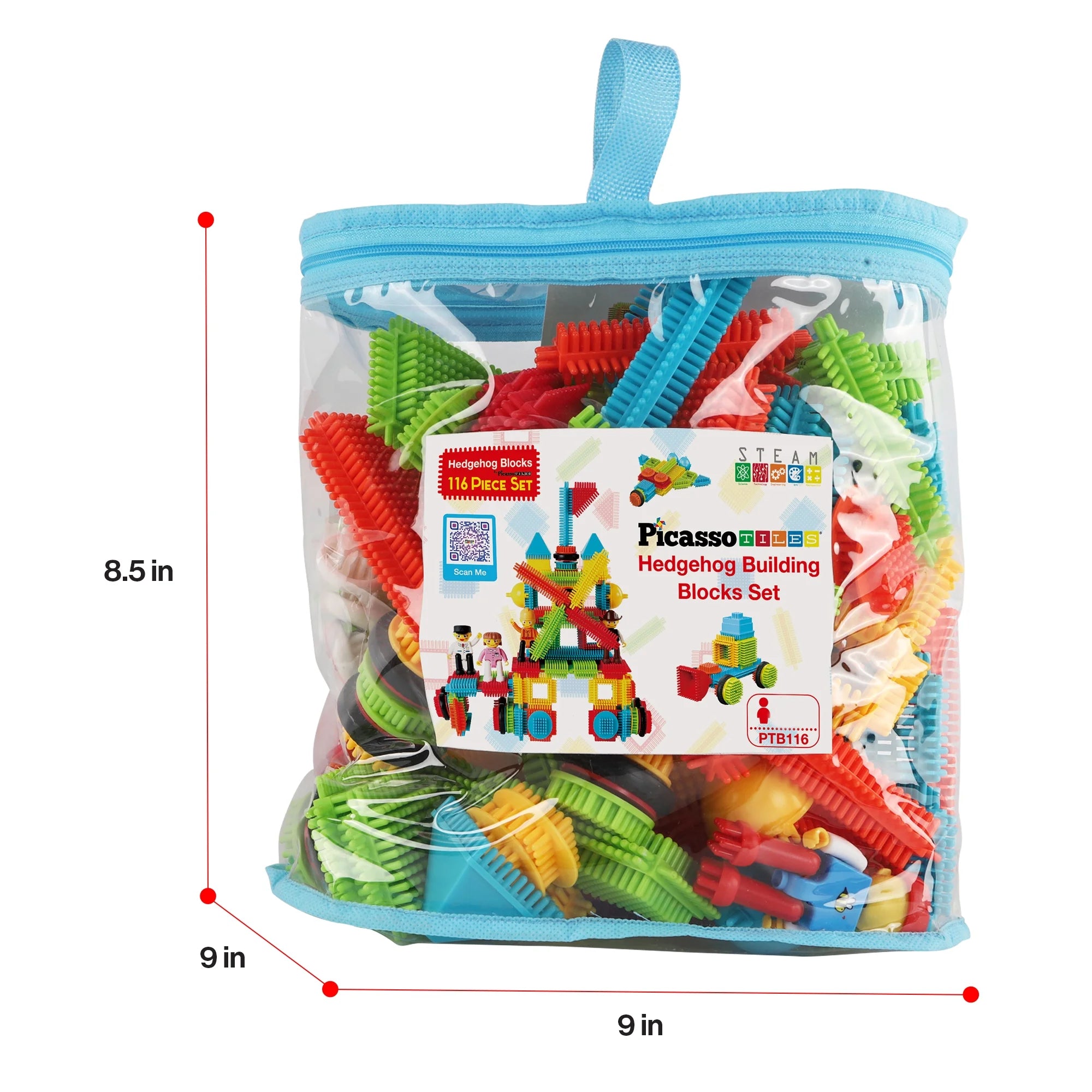 Picassotiles Magnetic Tiles for Kids – 116PCS Hedgehog Playset STEM Building Blocks Educational Toy