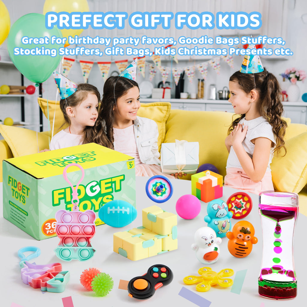36 Pack Fidget Toys Adults Party Favors, Autism Sensory Toys for Kids with ADHD Treasure Box Toys Classroom Prizes Stress Relief Gifts Pinata Stuffers Goodie Bag Fillers