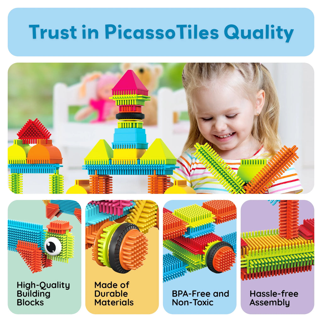 Picassotiles Magnetic Tiles for Kids – 116PCS Hedgehog Playset STEM Building Blocks Educational Toy