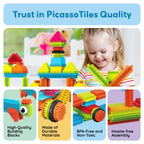 Picassotiles Magnetic Tiles for Kids – 116PCS Hedgehog Playset STEM Building Blocks Educational Toy
