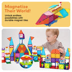 Picassotiles Magnetic Brick Tiles Building Block Set, STEM Creative Construction Toy with Socket Spikes, Educational Imaginative Learning Kit