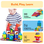 Picassotiles Magnetic Brick Tiles Building Block Set, STEM Creative Construction Toy with Socket Spikes, Educational Imaginative Learning Kit