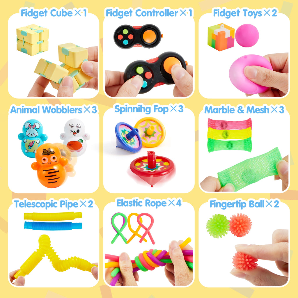 36 Pack Fidget Toys Adults Party Favors, Autism Sensory Toys for Kids with ADHD Treasure Box Toys Classroom Prizes Stress Relief Gifts Pinata Stuffers Goodie Bag Fillers
