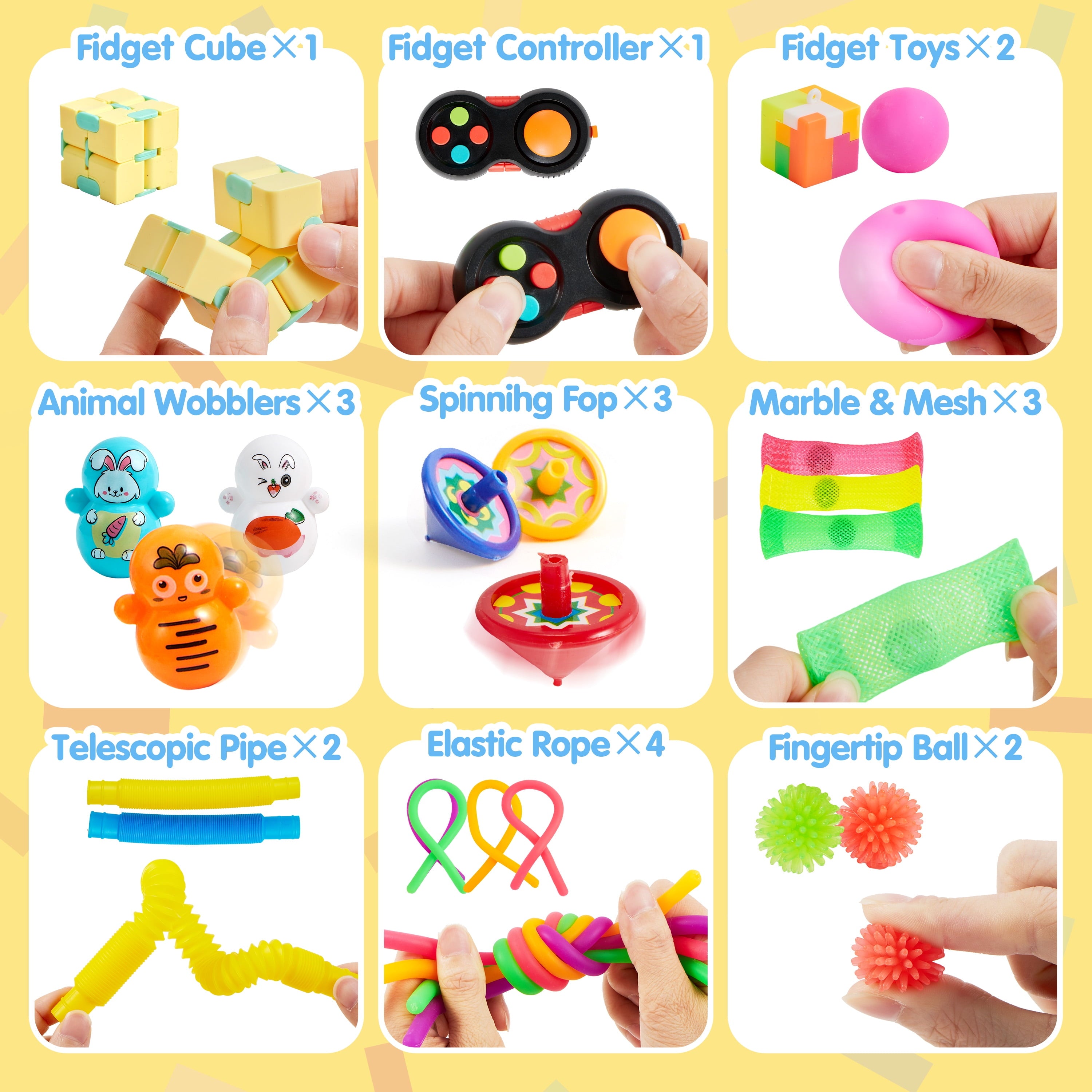 36 Pack Fidget Toys Adults Party Favors, Autism Sensory Toys for Kids with ADHD Treasure Box Toys Classroom Prizes Stress Relief Gifts Pinata Stuffers Goodie Bag Fillers