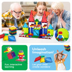 Picassotiles Magnetic Brick Tiles Building Block Set, STEM Creative Construction Toy with Socket Spikes, Educational Imaginative Learning Kit