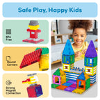 Picassotiles Magnetic Brick Tiles Building Block Set, STEM Creative Construction Toy with Socket Spikes, Educational Imaginative Learning Kit