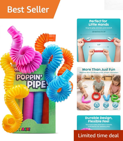 4-Pack Large Pop Tubes - Sensory Fidget Toys for Creative Learning & Play