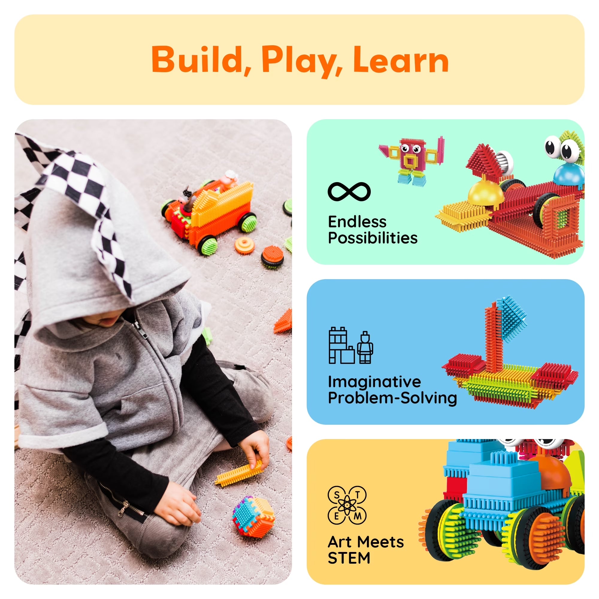 Picassotiles Magnetic Tiles for Kids – 116PCS Hedgehog Playset STEM Building Blocks Educational Toy