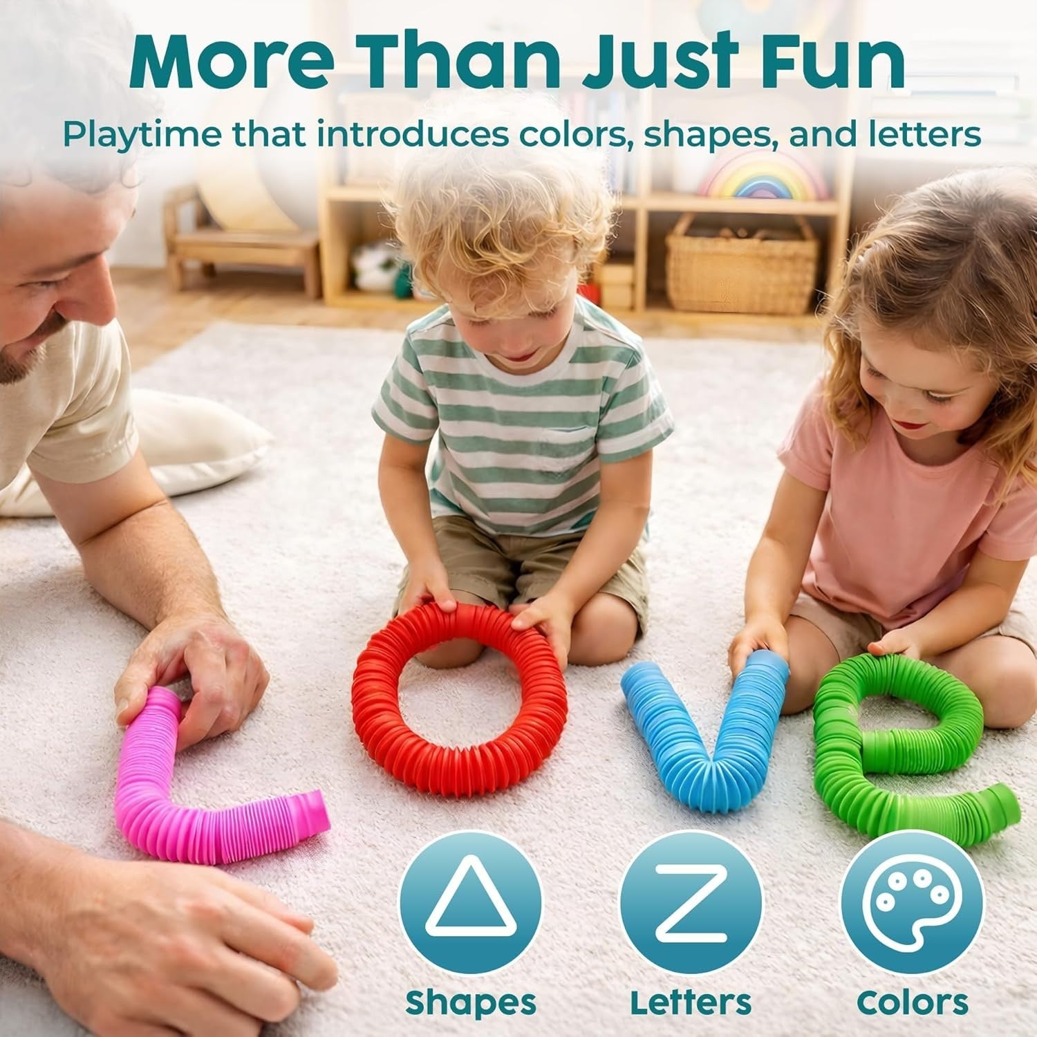 4-Pack Large Pop Tubes - Sensory Fidget Toys for Creative Learning & Play